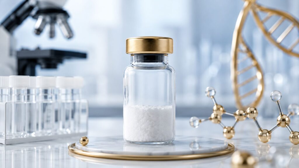 Onderzoekspeptide in laboratorium met moleculaire structuur